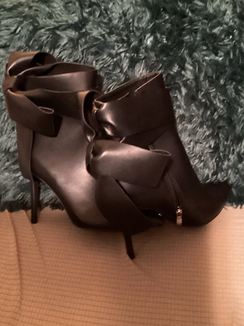 Azalea Wang Black Bow Detail Ankle Booties